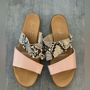 Mari A Blush and Snake Print Sandals. Size 7 1/2.